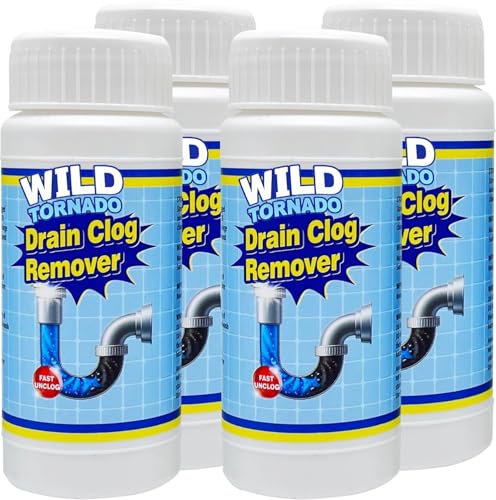 Wild Tornado Pipe Dredge, drain clog remover，Powerful Sink and Drain Cleaner, Fast Foaming for Kitchen and Pipes Cleaning Tool（4pcs）