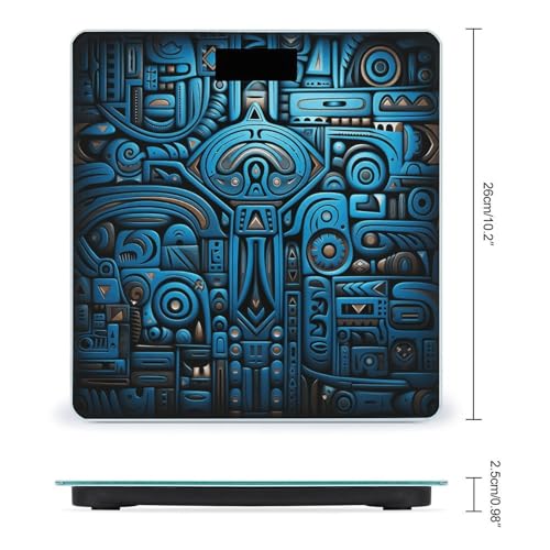 Báscula digital de baño patrón tribal azul y negro miniatura 2