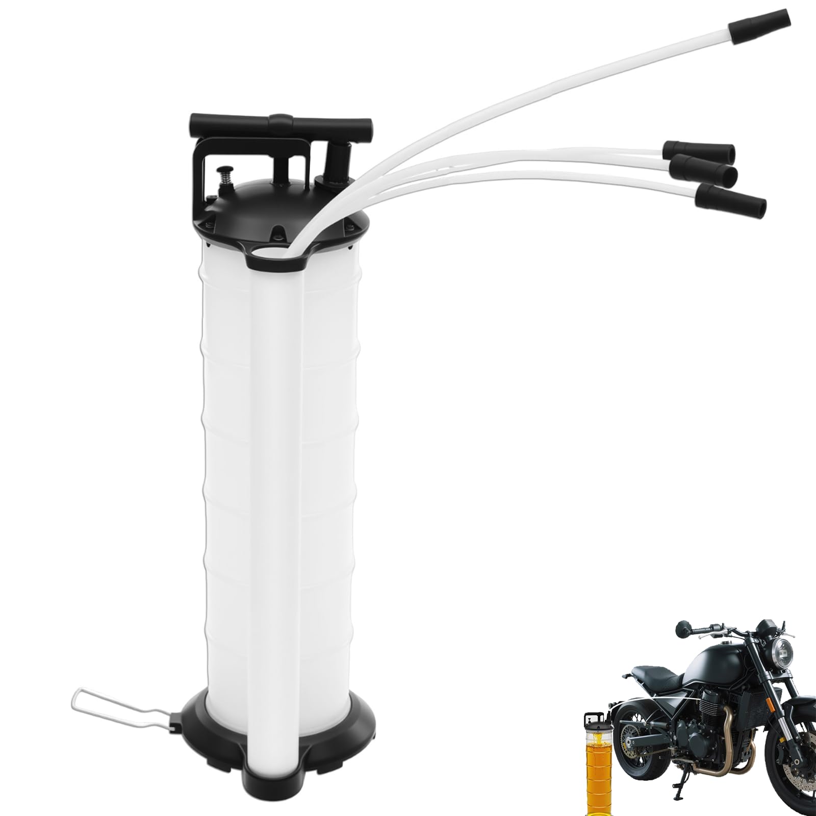 6,8L Ölabsaugpumpe manuell mit 4 Absaugschläuchen (Ø 4-10mm), Handpumpe für Ölwechsel & Bremsflüssigkeit, Öl Absauggerät mit stabilem Sockel & Ablassventil für Auto, Motorrad, Rasenmäher und Boot