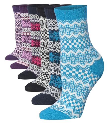 Image of Tipi Toe Women's 6 Pairs Winter Boot Socks - Soft Cotton Blend Warm Crew Socks Size 9-11