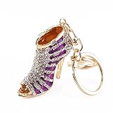 JewelBeauty Purple High Heel Shoes Crystal Keychain Keyring Handbag Pendant Purse Charm Car Bag Hanging Decor Gift