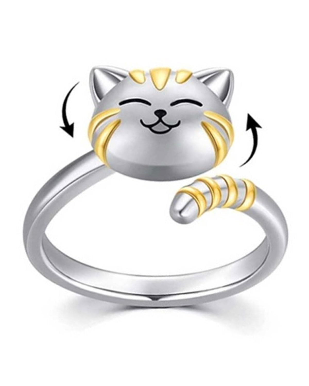 🐱 REGALO GATTINO 🐱 Anello Spinner Anti-Ansia Gatto Carino | Gira e Rilassati ✨