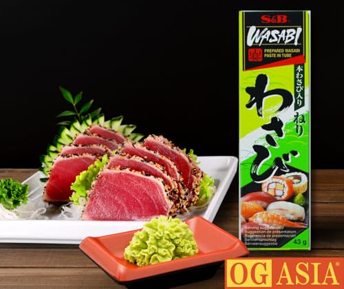 S&B Wasabi Paste – 3er Pack – Japanische Meerrettich Paste mit Wasabi – OG ASIA – 3x 43g Tuben