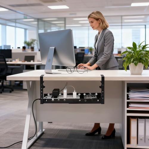 Étagère de collecte de fils réglable sous table de bureau