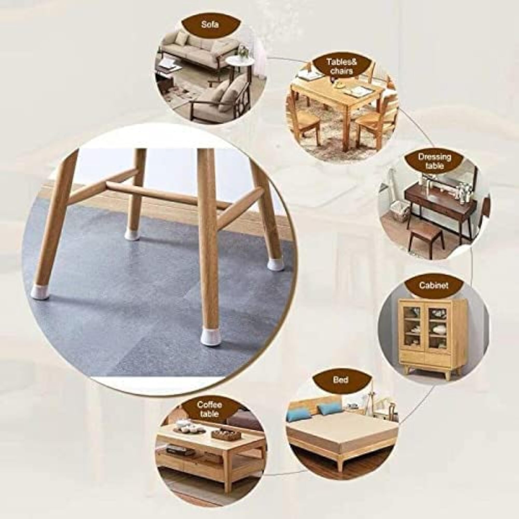 Silica Gel Round Base Chair Leg Caps Pads