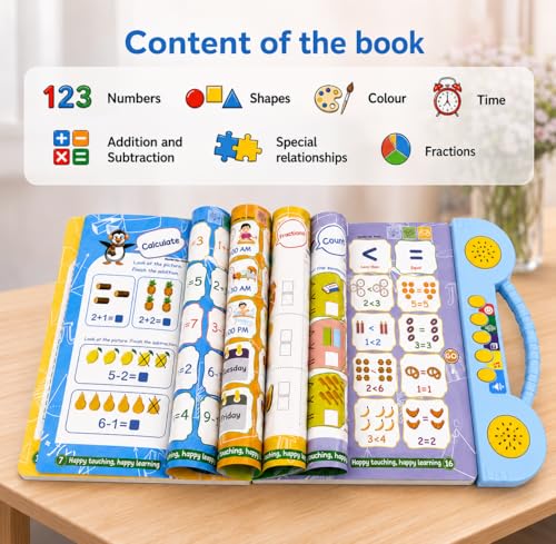 Image of Braintastic Math Time Interactive Sound Book for Kids | Educational Learning Book with Sound Buttons | Numbers, Shapes, Time, Addition & Subtraction Learning Toy for Toddlers & Preschool Children