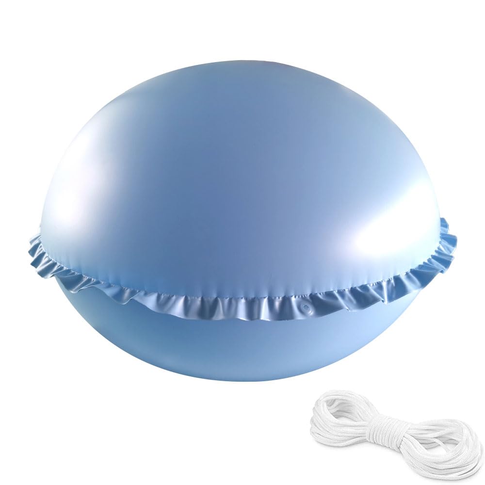 Cojín de piscina de invierno, cojín de piscina redondo XXL 120 x 120 cm, cojín de aire para piscina de invierno, cojín de invierno para piscina con 4 ojales y cuerda de 15 m, cojín de piscina de