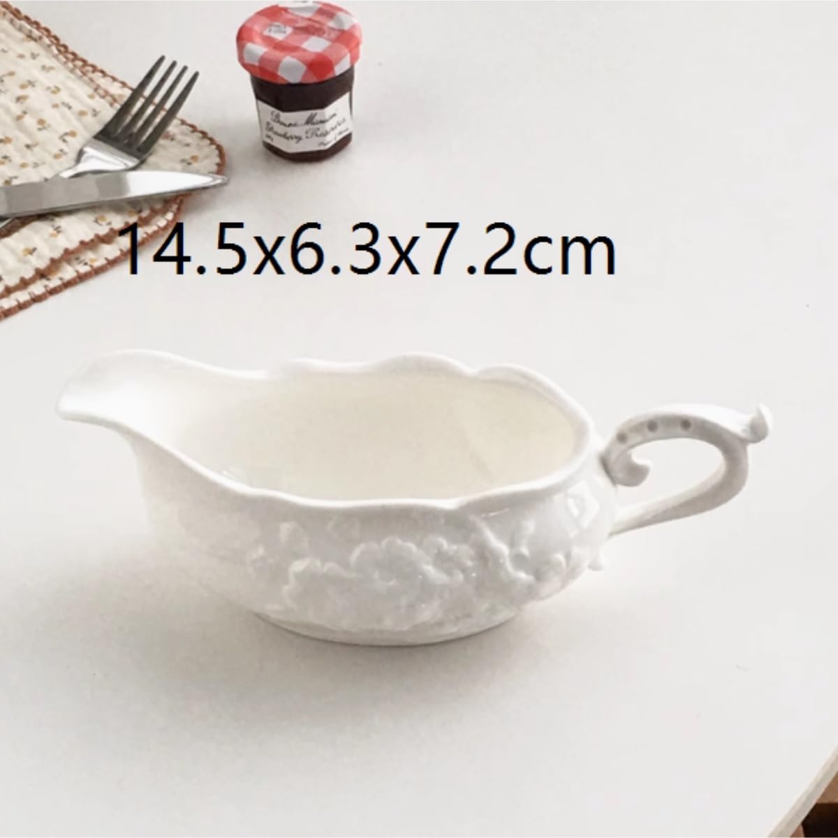 Salsiera Perfetta per Salse Tazza da caffè in Ceramica Bianca Pura, Brocca for Il Latte, Squisita Salsiera in Rilievo Medievale Francese Ristoranti E Feste
