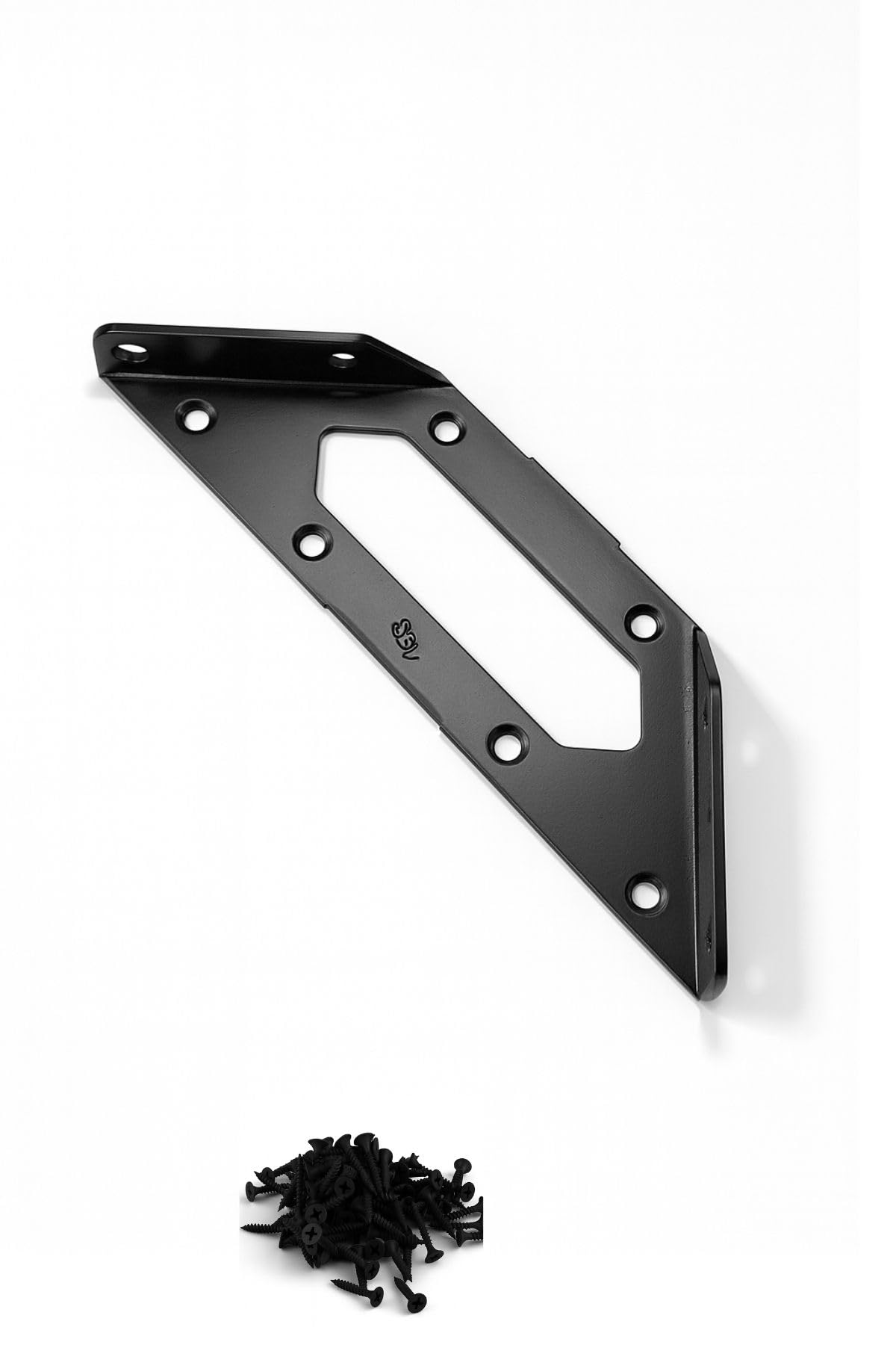 Mobilya Köşe Birleştirme Aparatı, Siyah Metal L Gönye Köşebent, 154x62x68 mm, 2.00 mm Kalınlık, Dolap Sabitleyici Bağlantı Demiri, Montaj Vidası ile Beraber, 4 Adet