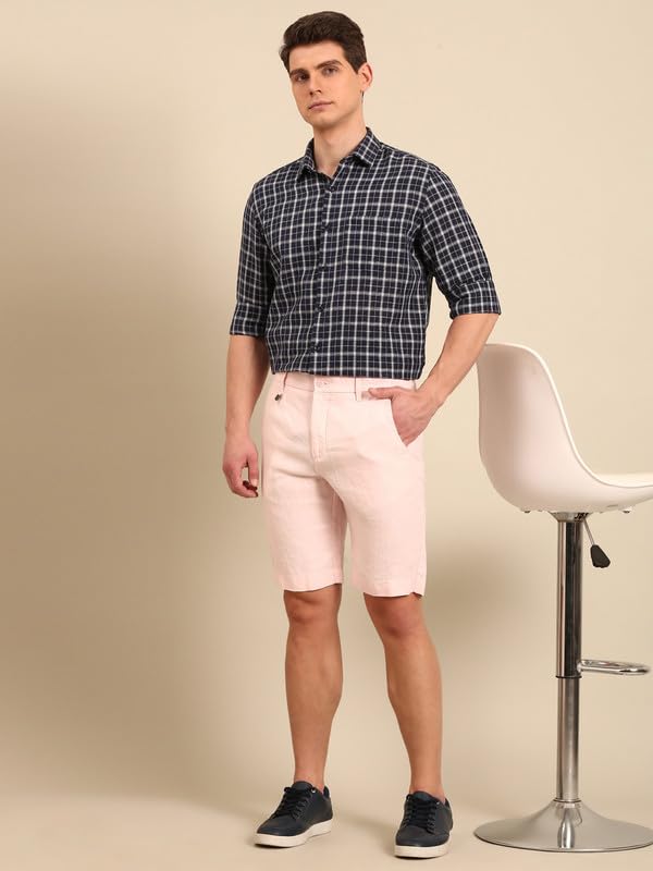 Image of Linen Club Men's Linen Rich Checked Contemporary Fit Full Sleeve Casual Shirt