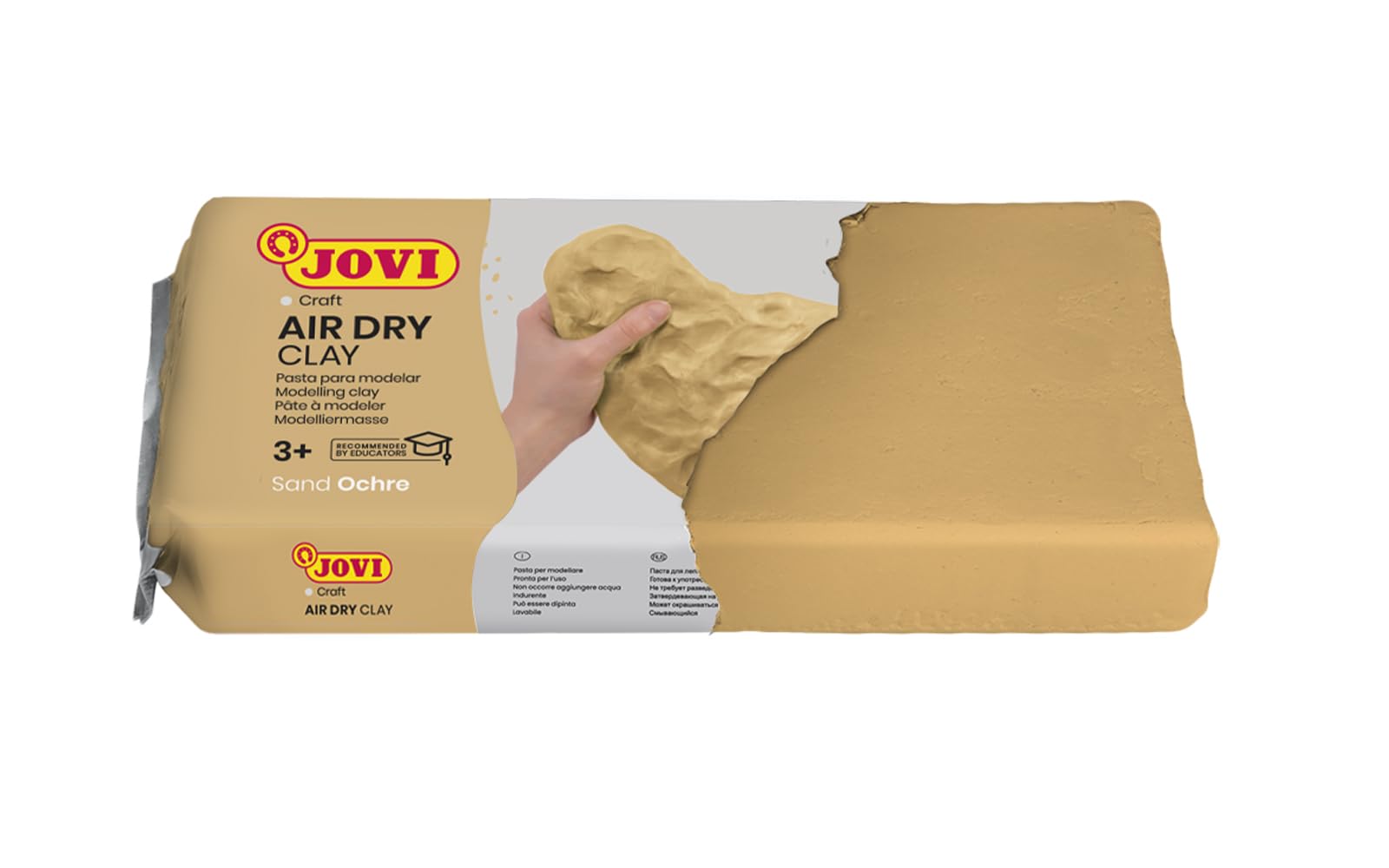 Jovi Air Dry - Arcilla de secado al aire, color ocre, 1 kg, sin gluten | Pasta para modelar endurecible sin horno, no tóxico, fácil de limpiar, para manualidades