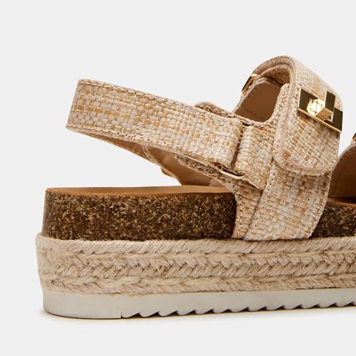 Image of Women's Platform Raffia sandals Wedge Sandals Espadrille Sandals Adjustable Buckle Strap Summer Open Toe Woven Slingback Beach Sandals