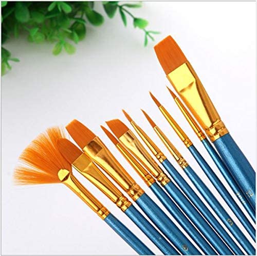 Image of Mix Paintbrush Set of 10, Artist Assorted Premium Brushes for Acrylic, Watercolor & Gouache Painting, Including Flat, Filbert, Liner, Round Brushes, Best for Beginner & Professionals