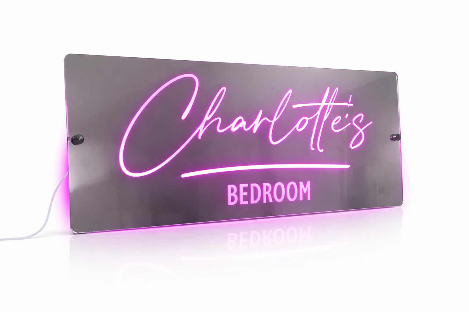 Personalised Name Mirror Sign | Gift For Kids | Custom LED illuminated Light-Up Bedroom Sign