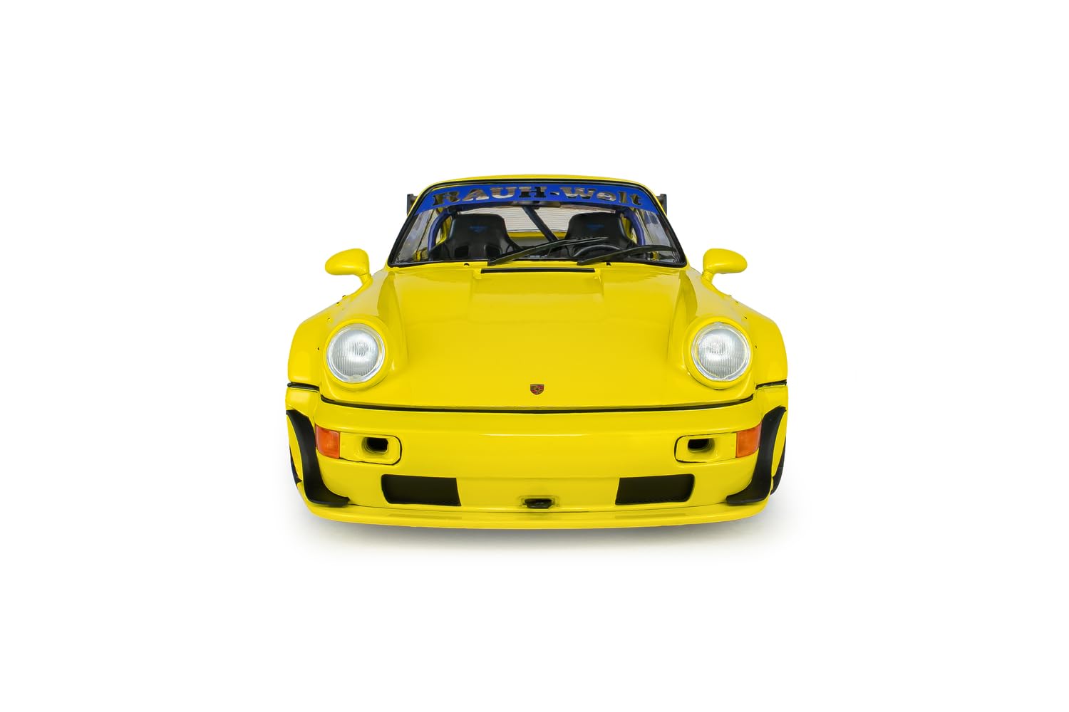 Solido RWB Natalie 2023 1:18 Gelb | Detailgetreues Diecast Modellauto, Widebody-Sportwagen mit Heckflügel, weißen Felgen, Sammlerfahrzeug für Tuning-Fans