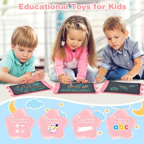 Maltafel Zaubertafel,PINKCAT LCD Schreibtafel Kinder 8,5 Zoll Spielzeug ab 2 3 4 5 6 7 Jahre Mal Tablet Kinder Lernspiele Beschäftigung Autofahrt Magnet Spiel Wassermalbuch Mädchen Geschenke