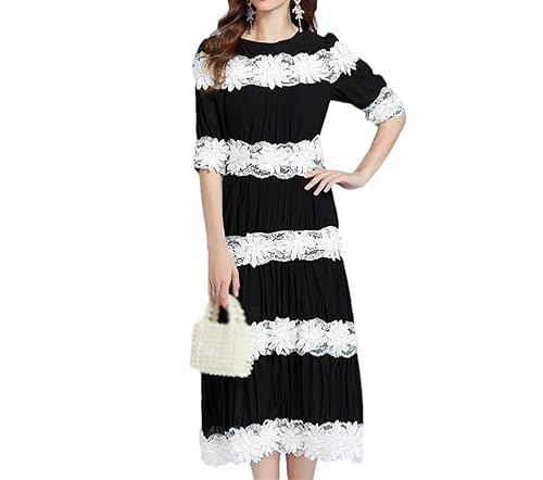 Dresses for Women Women O-Neck Half Sleeve Long Dress Flowers