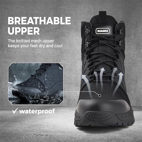 Image of SUADEX Steel Toe Boots for Men Women Arch Support Waterproof Work Construction Indestructible Safety Boots Puncture Proof Composite Toe Boot