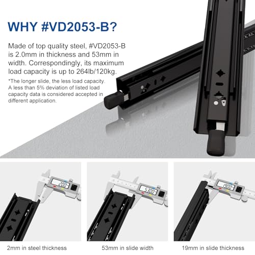 VADANIA 1000mm Heavy Duty Drawer Runners with Lock #VD2053-B 1 Pair, Black Drawer Slides, Max Load 120kg, Side Mount Full Extension, Industrial Locking Drawer Slides for Shelf, Van, Truck RV Pull Out - Image 2