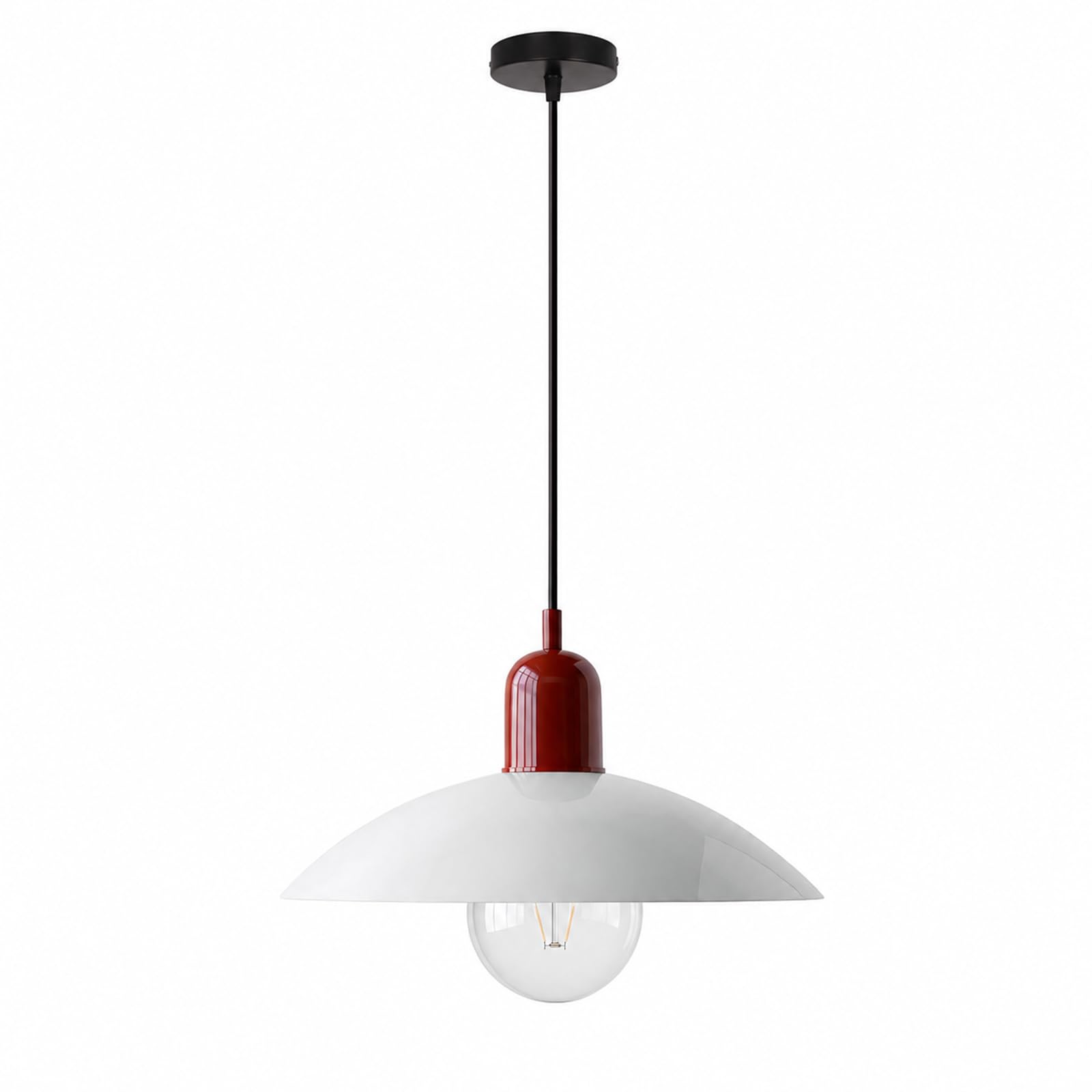 LFsem Modern Island Pendant Light, White Metal Shade, Vintage E27 Base