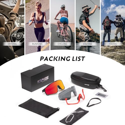 KAPVOE Polarized Cycling Glasses for Men Women MTB Glasses Mountain Bike Glasses TR90 Sport Sunglasses UV400 Protection Biking Bicycle Riding Running Triathlon Baseball Golf Cycle Glasses Red — view 6