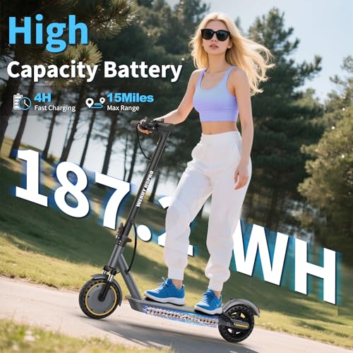 Image of WERHY Electric Scooters, 350W Brushless Motor & 19 MPH, 15-21 Miles Long Range, 8.5 inch Solid Tires, Folding Sport Scooters for Adults with Dual Brake System and APP