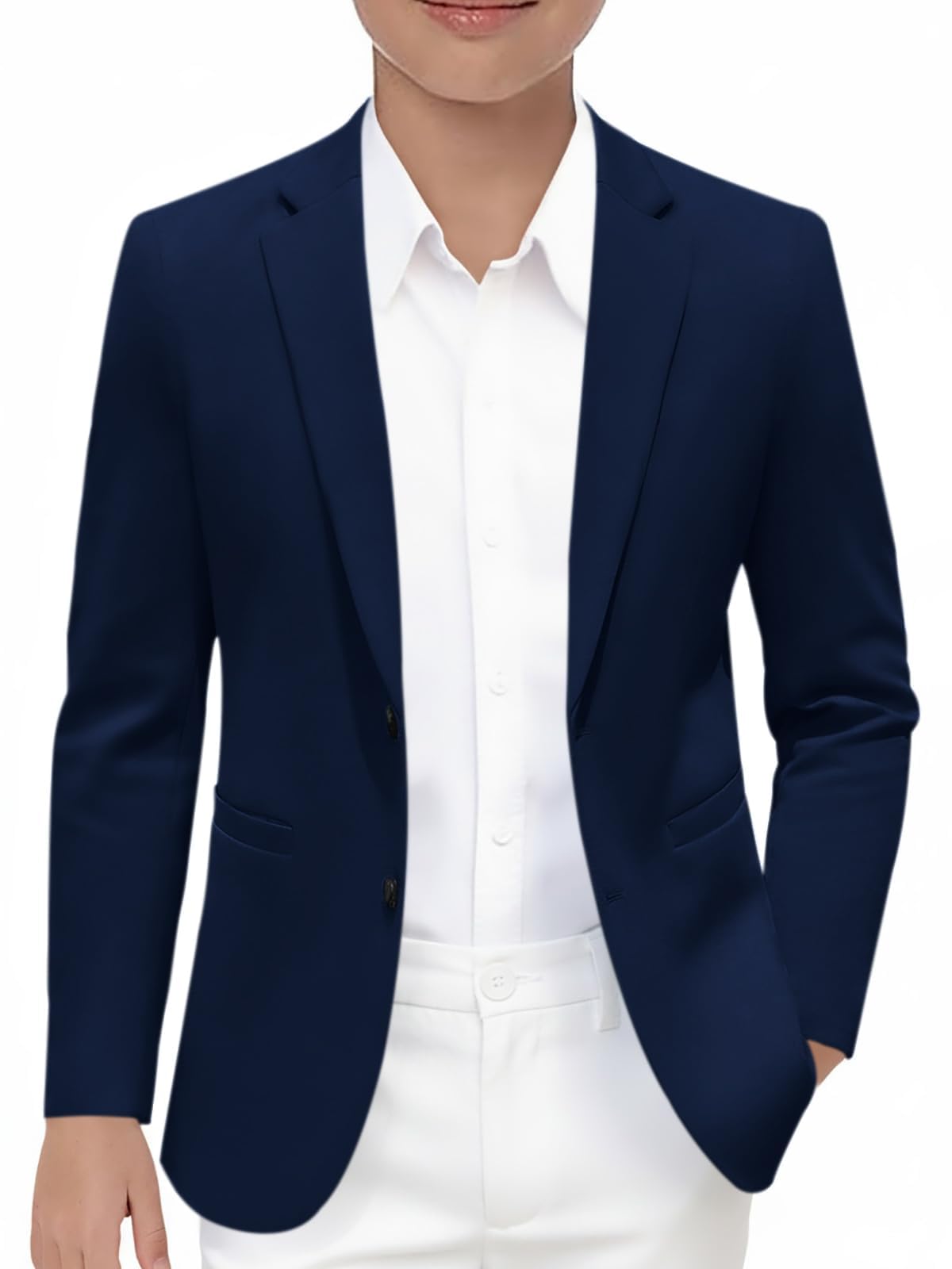 Haloumoning Jungen Blazer Sakko 2-Knopf mit Taschen