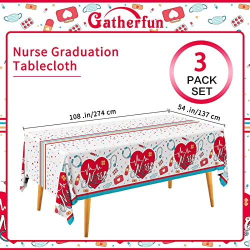 Image of Gatherfun Nurse Graduation Party Decorations, Doctors Day and Medical School Graduation Tablecover for Graduation Party Supplies, 3 pcs Table Cloths, 54 inchx108 inch