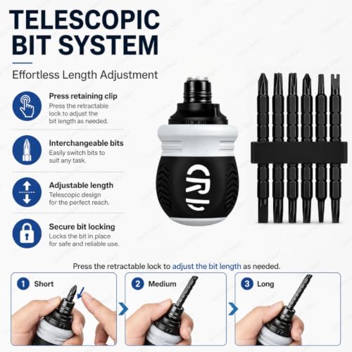 Image of Ratchet Screwdriver Set with Multi Bits, Reversible Ratcheting Handle and Extension Shaft, Multipurpose Hand Tool Kit for Home Repair, Furniture, Electrical Work, DIY and Maintenance.