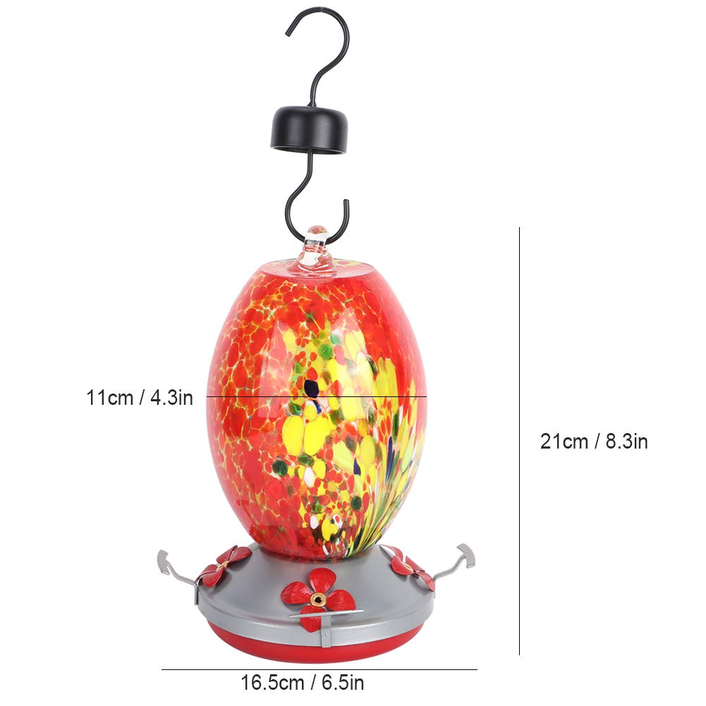 Hummingbirds Water Feeder Colibrì in vetro soffiato a mano alimentatore per uccelli in vetro colorato dipinto per giardino esterno(1#)