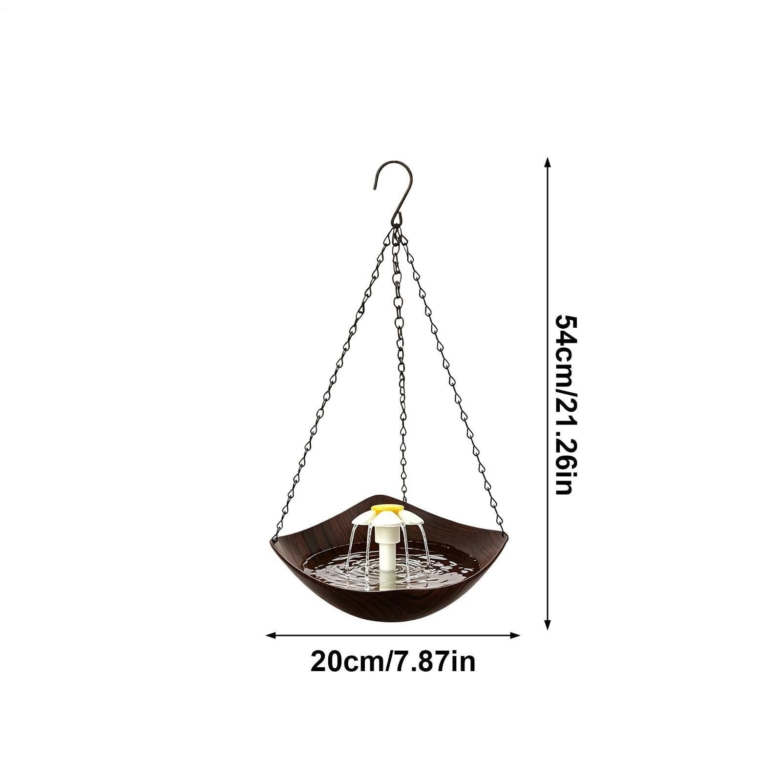 Bebedero Solar Colgante para pájaros 30 cm | Fuente con bomba solar, material resistente a la intemperie sin decoloración. Fácil instalación y limpieza.(Marrón Oscuro)
