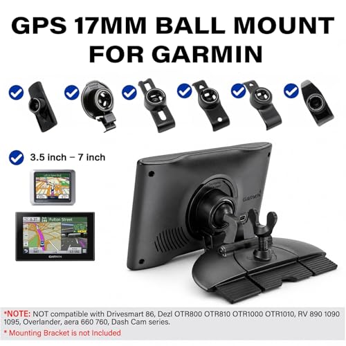 Image of 1Zero CD Slot Mount Replacement for Garmin GPS Navigator, Universal 17mm Ball Joint CD Player Mount Adapter Compatible with 3.5-7 inch Garmin Nuvi Series, Phone Holders & Tablet Mounts (No Bracket Mount)