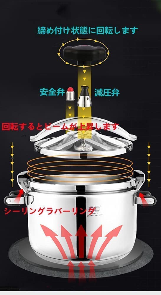 304ステンレス圧力鍋 7L IH・ガス対応 Amazon | 圧力鍋 304ステンレス鋼圧力鍋 圧力調理器 迅速で簡単