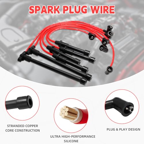Set of 6 PCS Ignition Spark Plug Wires 671-6197 8113 RC-NX14 & 6 Iridium Spark Plugs Set Compatible with Nissan Frontier Xterra Pathfinder INFINITI QX4 - Image 5