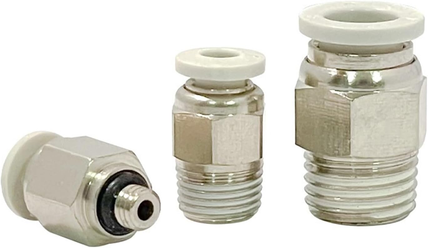 30PCS Pipe Connector Quick Male Straight One-Touch Fittings PC4-01/PC4-02/PC6-02/PC8-01_White Pneumatic Fitting(PC4-M5)