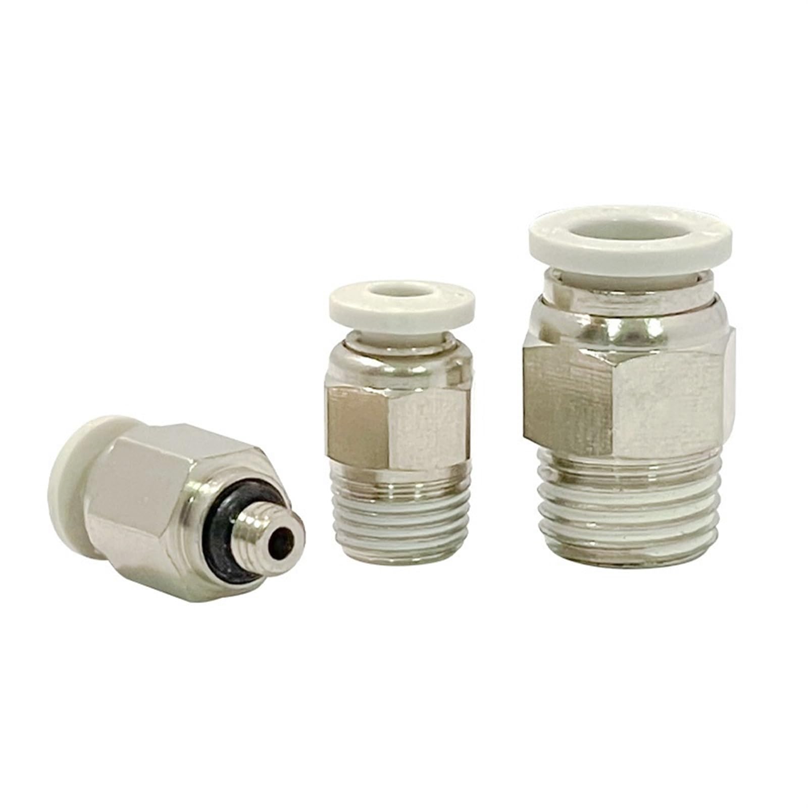 Conector de tubería de 30 piezas, accesorios rectos macho rápidos de un toque PC4-01/PC4-02/PC6-02/PC8-01_Conexión neumática blanca (Color : PC6-M5)