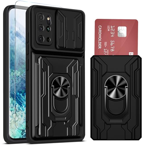 for Samsung Galaxy S20 Plus Case Wallet, Built-in Card Holder Galaxy S20 Plus Case with Stand, Heavy Duty Shockproof Full Body Kickstand Cover,for Samsung 5G S20 Plus Case with Screen Protector Black