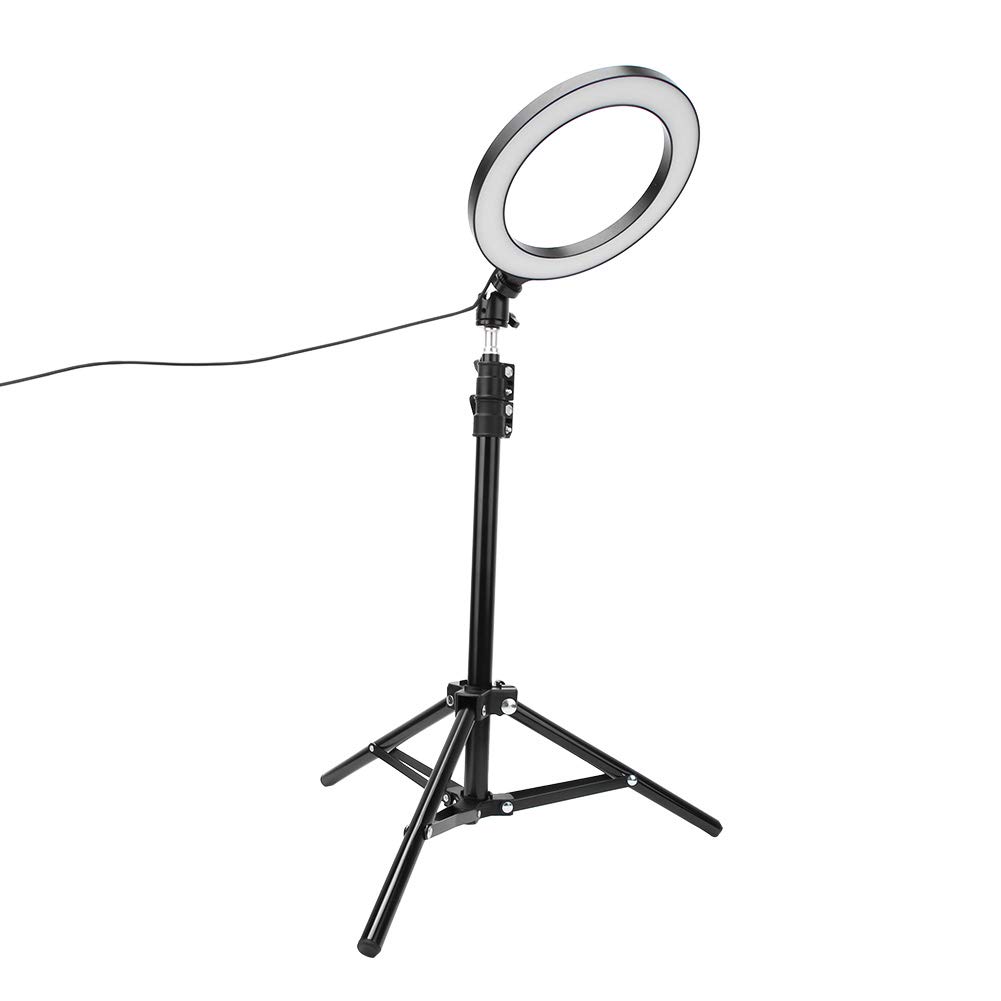 Luce per Selfie con Supporto 20 Cm Fotografia Dimmerabile LED Luce per Selfie Video Lampada USB dal Vivo con Supporto per Telefono Treppiede LED Anello Luminoso Smartphone Cellulari Cellulari
