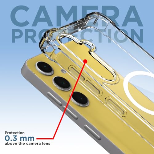 Image of Amazon Basics Back Cover for Samsung Galaxy S24 FE 5G Mag-Safe Shockproof PC + TPU Protective Case Magnetic Support Bumper Case (Transparent Mag-Safe)