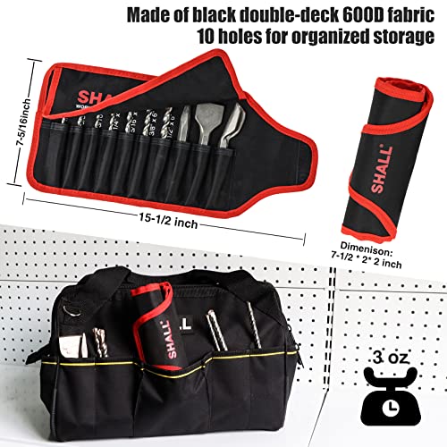 Shall 10-Piece Sds Plus Bits, 7 Rotary Hammer Drill Bits, Wide Flat Chisel, Gouge Chisel & Point Chisel, 4-Cutter Carbide Tips, For Concrete, Brick, Stone, Masonry, Roll Up Storage Pouch Included #TOP6