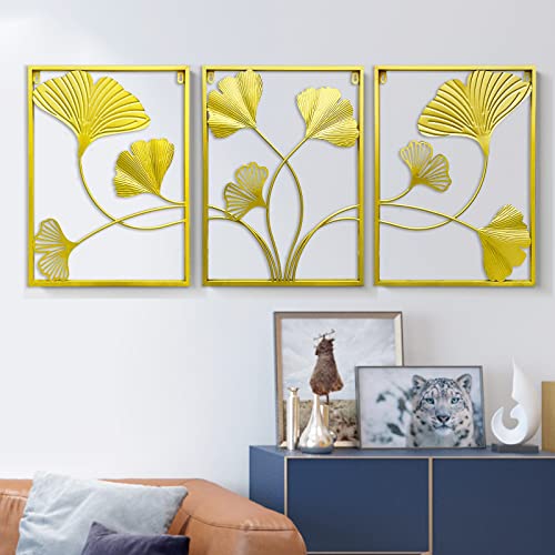 OIFLLES Gold Wall Art and Framed Decor for Living Room,Gold