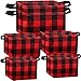 6 Pieces Square Storage Basket Buffalo Check Storage Bin Plaid Storage Organizer with Handles Collapsible Square Organizer for Christmas Home Office (Black and Red)