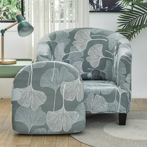 2 Piece Tub Chair Set - High Stretch Printed Soft Club Slipcovers for Dining Living Room Cafe Bar Office Reception (Print 27) - Image 3