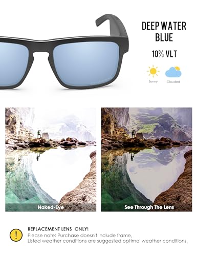 Image of BLAZERBUCK Polycarbonate Polarized Replacement Lenses for BOSE Tenor BMD0010 Sunglasses - Deep Water Blue