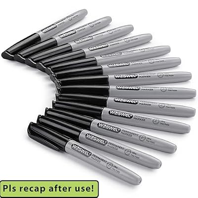 WOSWEL Ultra Fine Permanent Marker Bulk,24 Pack Ultra Fine Point Black Permanent Marker set, Felt Tip Pens Works on Plastic, Wood, Stone, Metal and Glass for Doodling, Marking