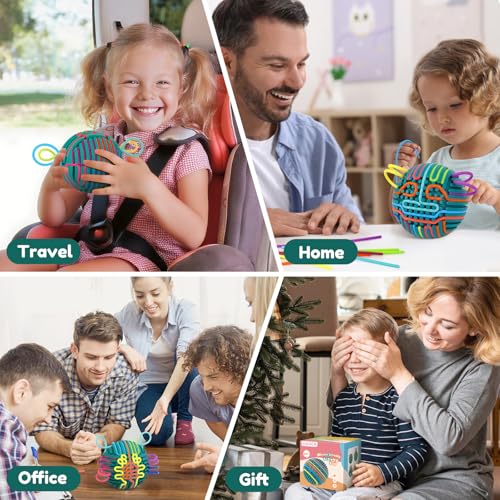 Alle Silikon Fidget Toys Sensorik Activity Ball Für Autismus ADHS, Sensory Spielzeug Board zur Anti Stress Anxiety, Reise Play Für Kinder Ab 3 Jahr & Erwachsene, Mit Reisetasche & 20 Schnüren(Grün)