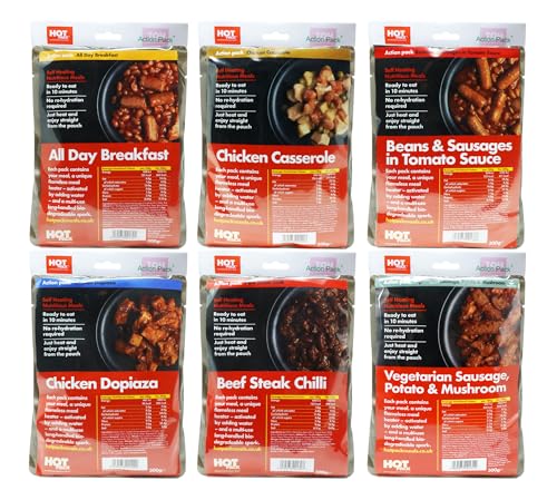 Pack of 6 Self Heating Meals Mixed Flavours for Camping