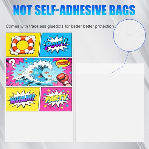 Image of 200 Pack Silver Age Comic Book Bags and Boards, 7.2 inch x 10.5 inch Clear Comic Book Sleeves, Acid-Free Thick Comic Backing Boards for Collectible Book Storage