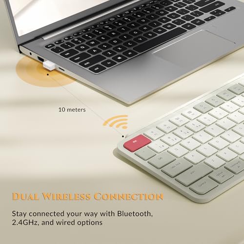 Image of Keychron B6 Pro Ultra-Thin Wireless Keyboard, Full-Size ZMK with Numeric Keypad Quiet Typing, 2.4 GHz /Bluetooth 5.2 /Wired Connection Long Battery Life, Compatible with Mac Windows Linux - Retro Red