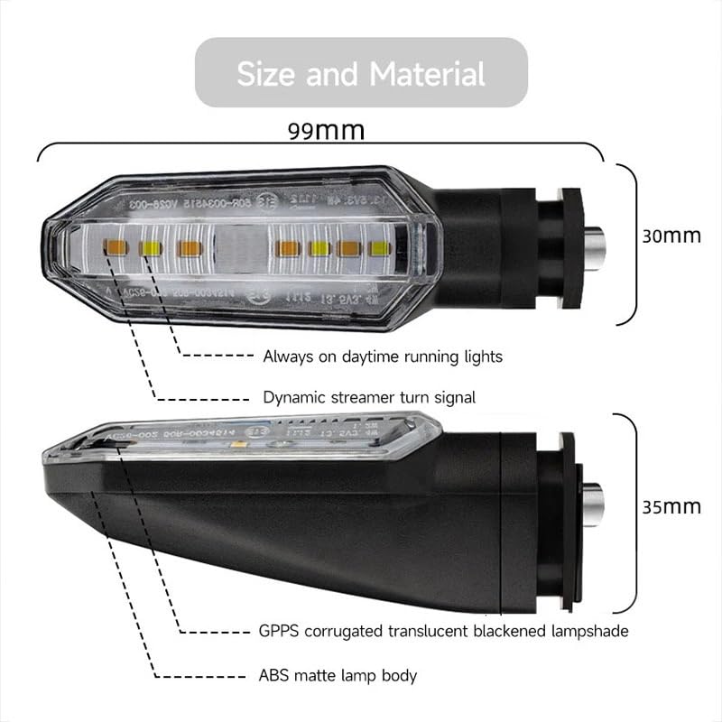 Clignotants LED moto fluides universels indicateurs directionnels étanches